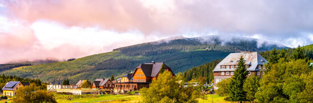 Snezka - the highest mountain of Czech Republic. View from Pomezni Huts in Mala Upa, Giant Mountains, Czech: Krkonose