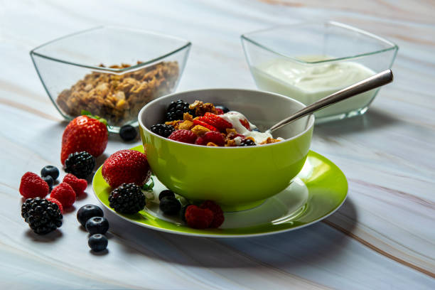istock A bowl of granola, soft fruit and yogurt. 1309349926