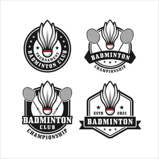 Vector illustration of Badminton club design logo collection