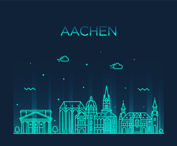 Aachen North Rhine Westphalia Germany vector line Aachen, North Rhine-Westphalia, Germany. Trendy vector illustration linear style aachen stock illustrations