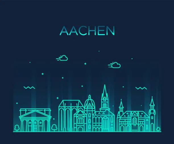 Vector illustration of Aachen North Rhine Westphalia Germany vector line