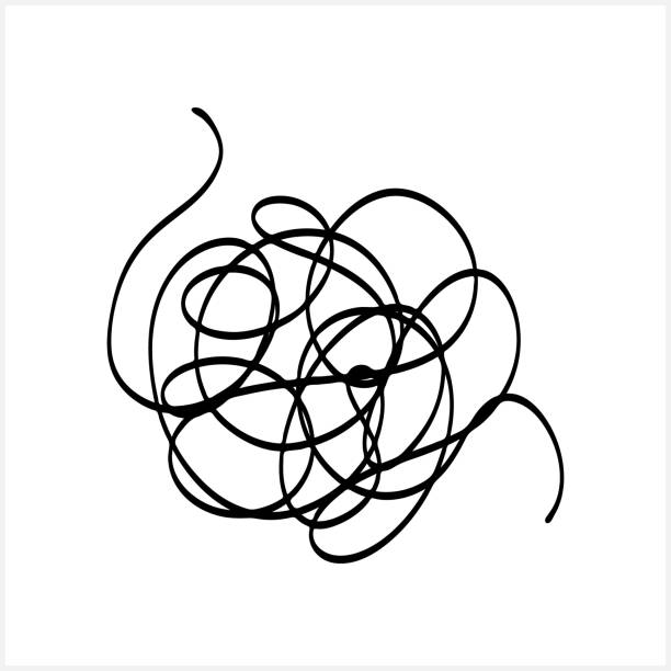 istock Thoughts get confused, chaos in the head, abstract state of depression, hand drawing line art, doodle vector illustration, eps10 1309364496