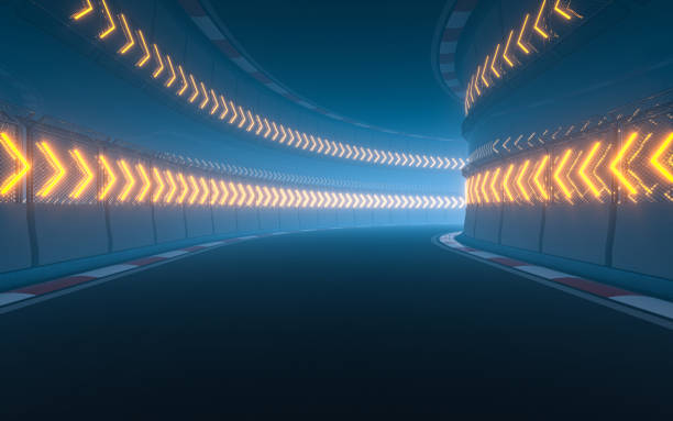 istock View of the infinity empty asphalt international race track, 3d rendering. 1309365414