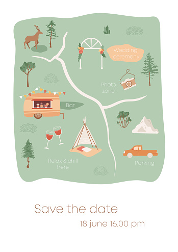 Outdoor Wedding Invitation Template Stock Illustration - Download Image
