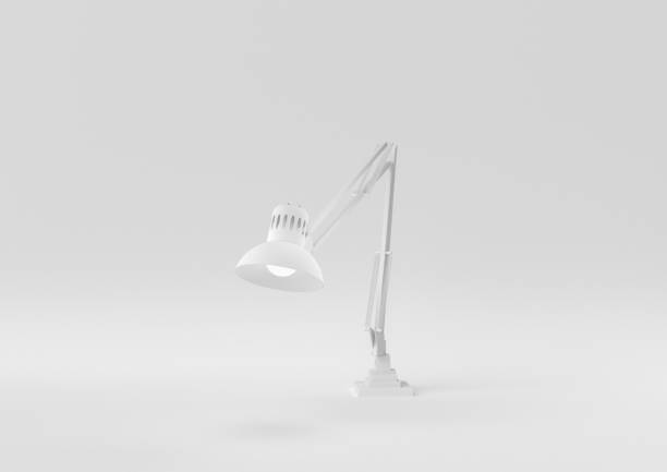 istock White Desk lamp in white background. minimal concept idea creative. monochrome. 3D render. 1309387081