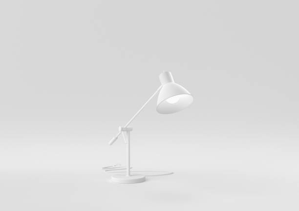 istock White Desk lamp in white background. minimal concept idea creative. monochrome. 3D render. 1309387082