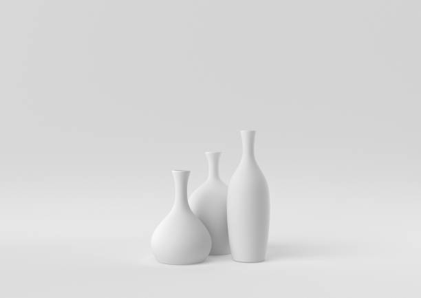 istock White Vases floating in white background. minimal concept idea creative. monochrome. 3D render. 1309387088