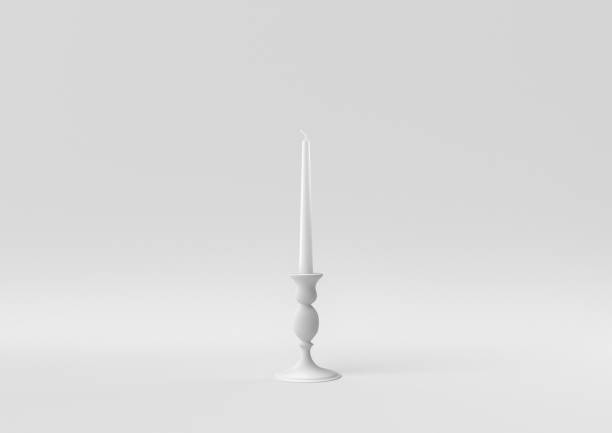 White Candle holder in white background. minimal concept idea creative. monochrome. 3D render.