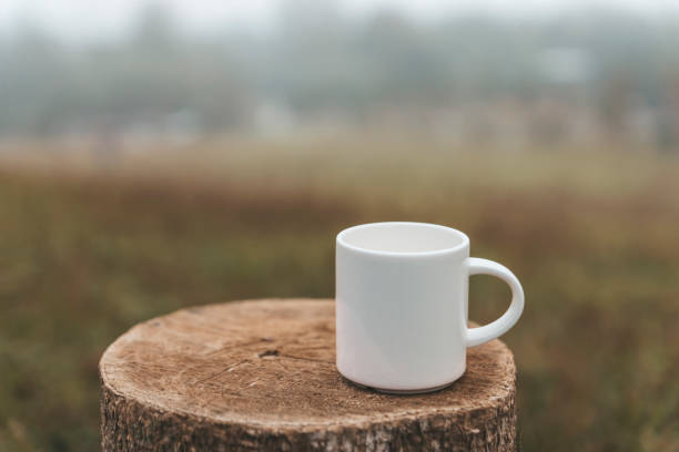 istock White coffee mug on wooden with blur background 1309387186