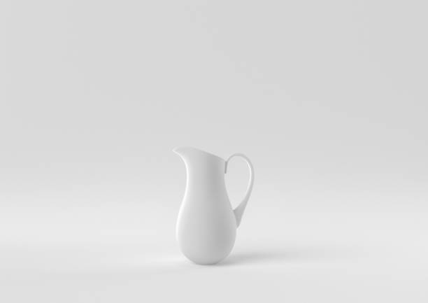 istock White Pitcher or milk jug floating in white background. minimal concept idea creative. monochrome. 3D render. 1309387396