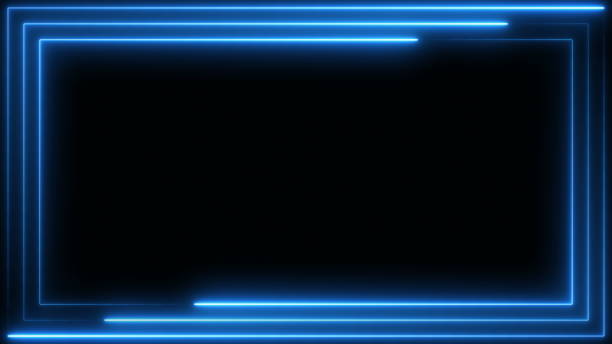 istock Blue neon frame light line running loop square black overlay, Place it over your footage in add or screen mode or use as background. 1309388338