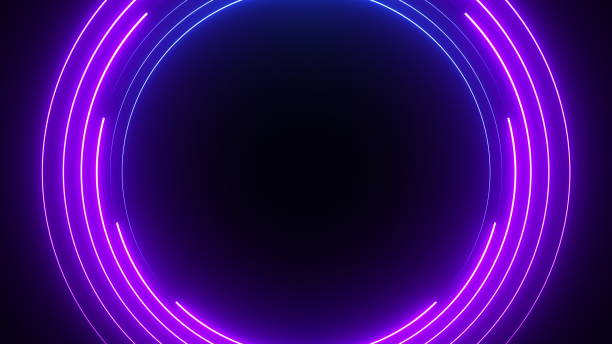 istock Abstract seamless loop neon circle. Blue and purple neon circles hi-tech motion background seamless loop. Video 3D animation 1309388404