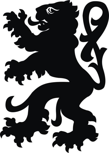 heraldische löwe vektor-illustration. schwarz weiß silhouette - deutsches wappen stock-grafiken, -clipart, -cartoons und -symbole