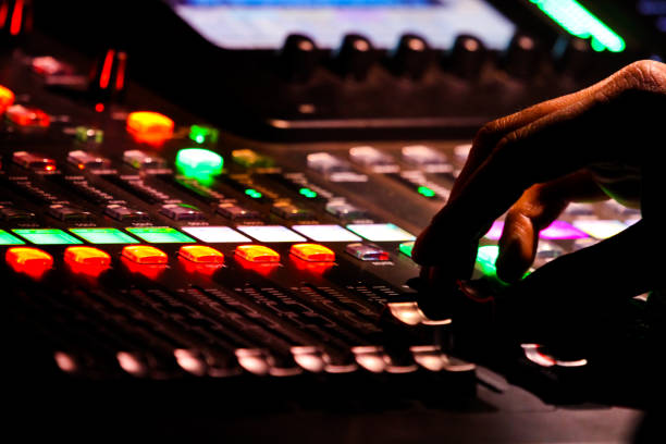 istock Music sound modulation and hand closeup 1309393080