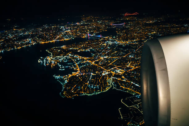 istock Night view of Istanbul from plane 1309393501