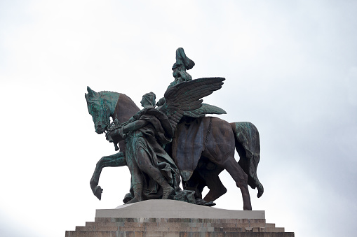 Equestrian statue of Emperor Wilhelm I at Deutschem Eck in Koblenz. Monument was inaugurated in 1897, designed by architect and Bruno Schmitz and made by sculptor  Emil Hundrieser