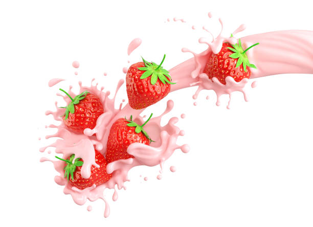 istock milk splash with strawberry isolated on white background 1309395772