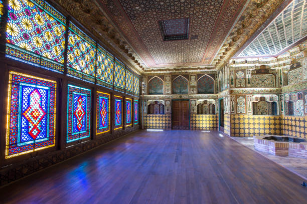 Sheki Palace The Khan's Palace in Sheki, Azerbaijan azerbaijan stock pictures, royalty-free photos & images