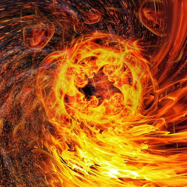 istock Abstract background of spirally swirling flames 1309399917