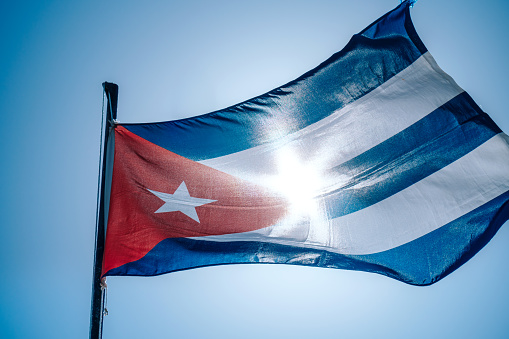 cuban flag against sun