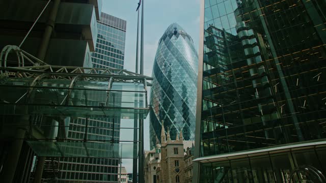 London Gherkin Cityscape, Futuristic City, Business Area And Businessmen