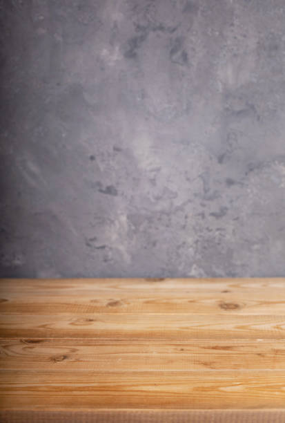Wooden table background and board surface, front view. Wood top table texture