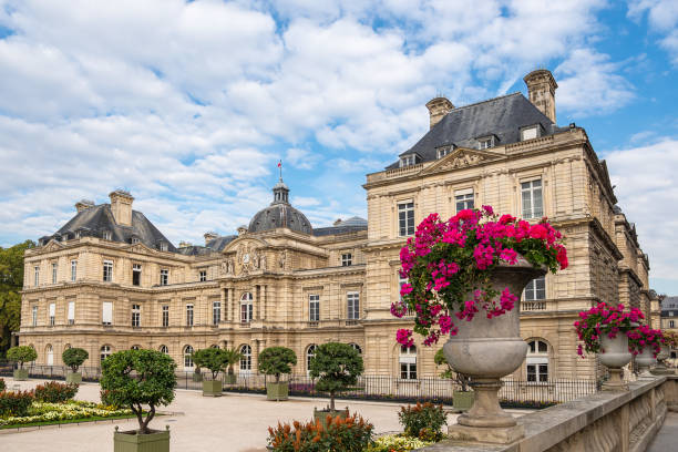 Luxembourg Palace, home to Senate of Fifth Republic Luxembourg Palace, governmental building. Home to Senate of Fifth Republic. Paris, France. luxembourg paris stock pictures, royalty-free photos & images