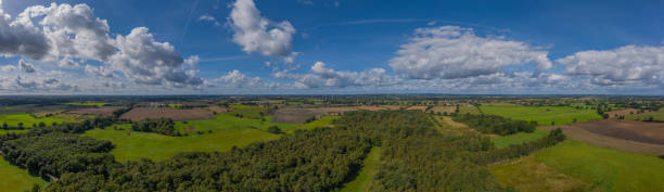 Panorama aerial view of Europe landscape. Drone shot of northern European scenery chancellor of germany photos stock pictures, royalty-free photos & images