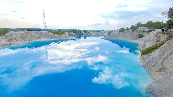 Beautiful blue lake, quarry with turquoise water. former tin mine in Bangka