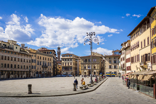 Piazza Santa Croce Square in Florence, Italy, and italian lifestyle
