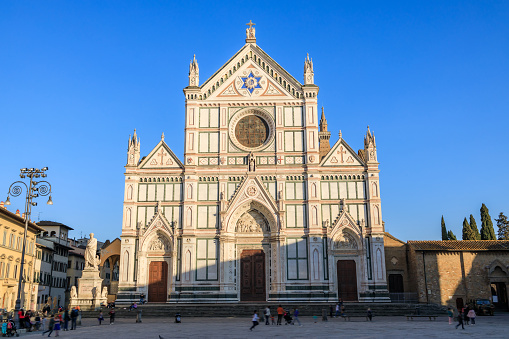 Basilica di Santa Croce Square in Florence, and italian local lifestyle