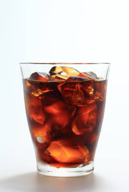 Glass of iced coffee on white background