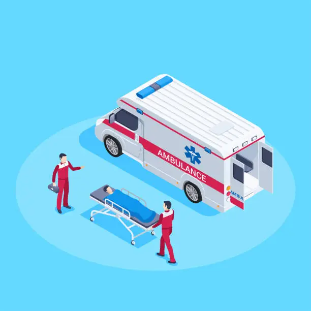 Vector illustration of ambulance worker