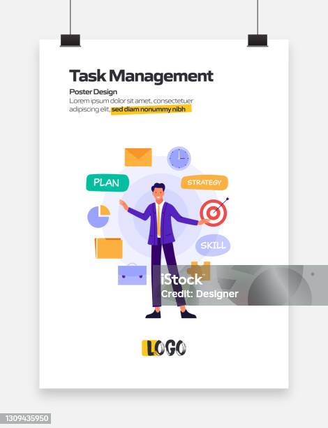 Task Management Concept Flat Design For Posters Covers And Banners ...