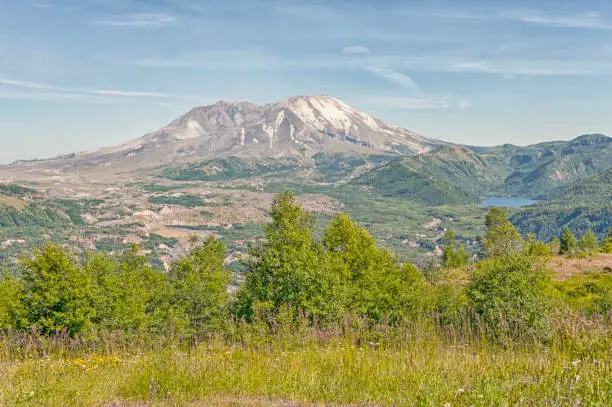 Photo of Mount St Helens with Lake and Snow