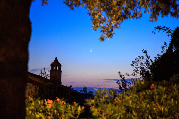 Tuscan village countryside twilight