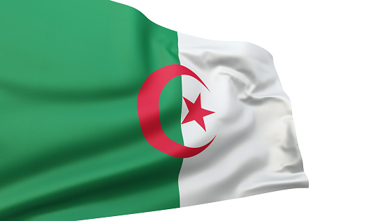 3d render Algerian flag (clipping path and isolated on white)