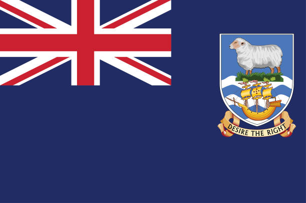 falkland-inseln flagge, offizielle farben und proportion richtig. flagge von falklandinseln. vektor-illustration. eps10. falkland inseln vektor-symbol, einfaches, flaches design für web oder mobile app. - falkland islands stock-grafiken, -clipart, -cartoons und -symbole