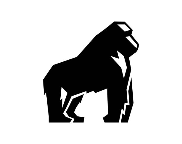 creative black silverback wektor design - gorilla zoo animal silverback gorilla stock illustrations