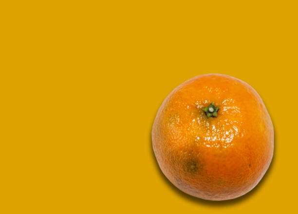 istock Fresh whole mandarin orange (Citrus reticulata), clean tangerine on blue background with copy space for text, healthy vegetarian diet top view 1309443807