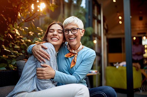 istock portrait of a senior mother and adult daughter, hugging, smiling. Love, affection, happiness concept 1309443971