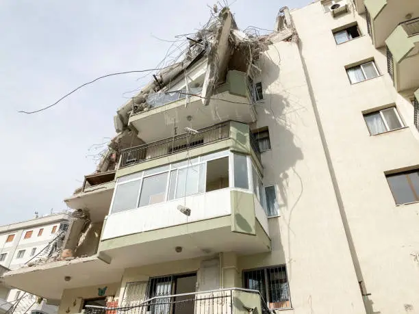 damaged building after the izmir earthquake
