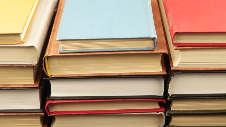 Different  books on a dark table