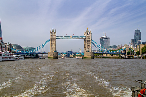 Tower Bridge and HMS Belfast , London, England
