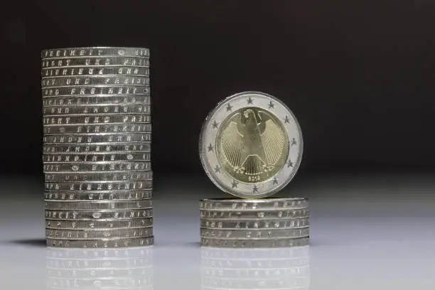 euro coin on a stack