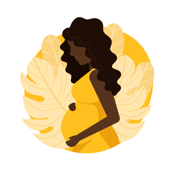 ilustrações de stock, clip art, desenhos animados e ícones de pregnant young black woman. - africana gravida