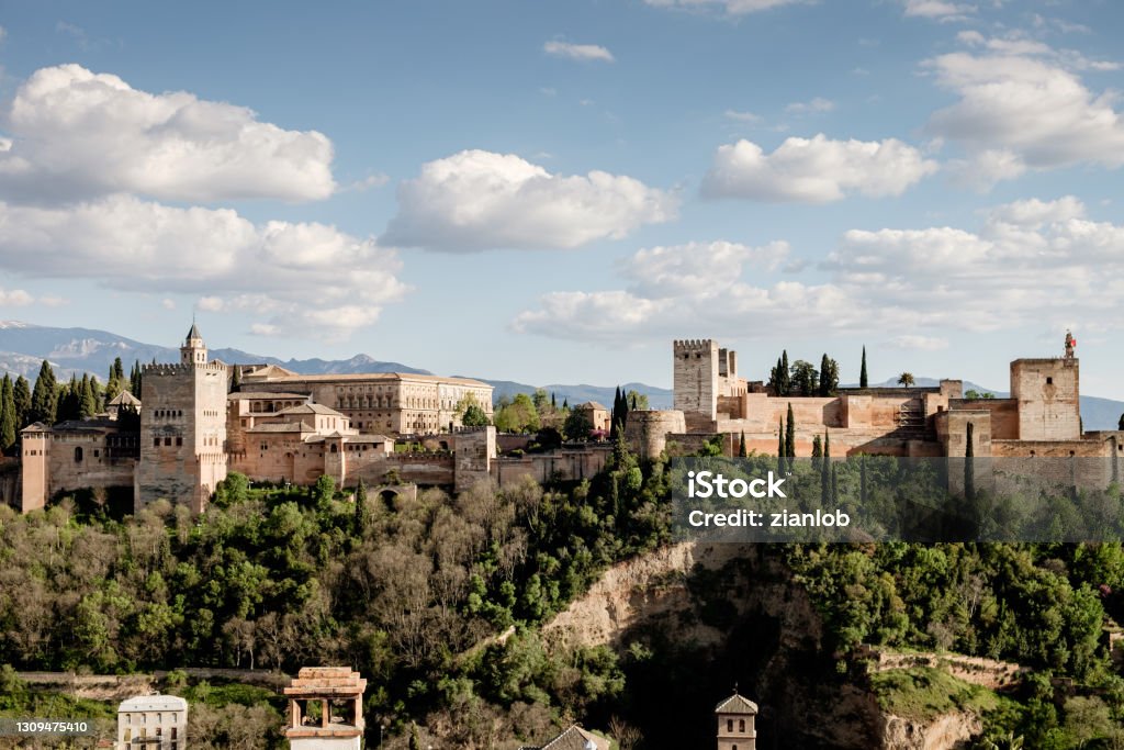 General view of the Alhambra from the San Nicolás viewpoint. General view of the Alhambra from the San Nicolás viewpoint.Granada. Alcazaba Of Alhambra Stock Photo