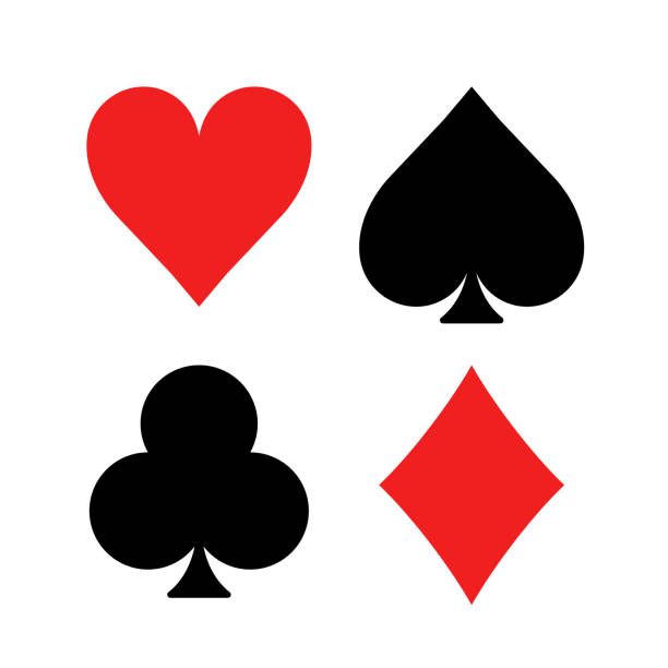 ilustrações de stock, clip art, desenhos animados e ícones de play card symbol suit vector icon. poker heart ace spade, diamond casino card symbol - poker cards royal flush heart shape