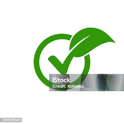 istock Check leaf logo vegetarian quality ecology vegan green eco element organic symbol 1309475455