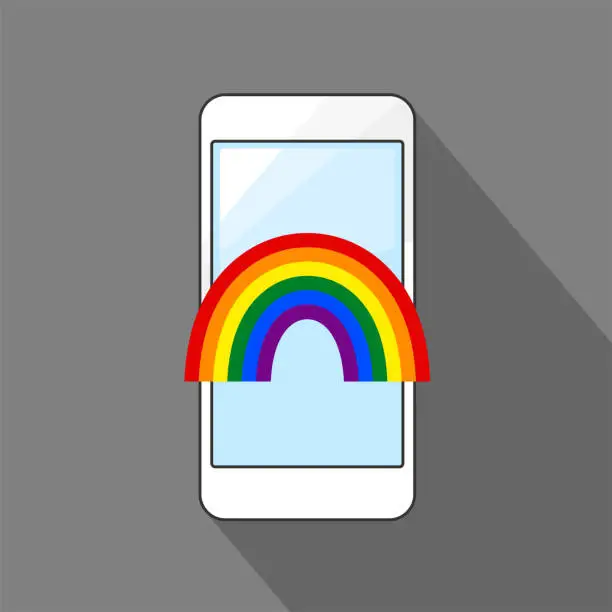 Vector illustration of LGBT rainbow and smart phone vector illustration